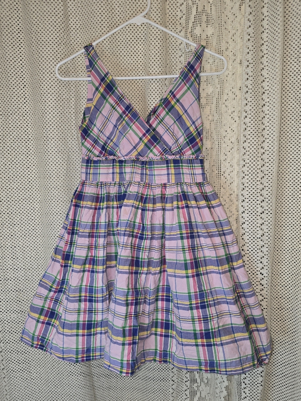 Ralph Lauren Pink Tartan Plaid Dress Girls 14 Sleeveless Spring Layered Dress